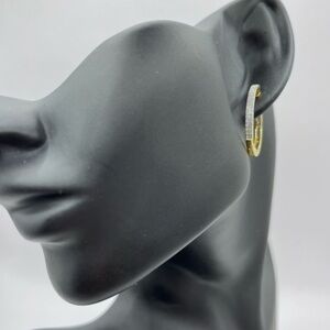 0.25 CT Gold Plated Natural Diamond Hoops 925 Sterling Silver